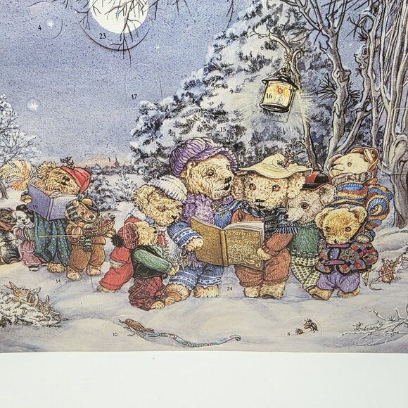 Vtg Caroling Holiday Christmas Teddy Bears J. Anderson Print Advent Calendar - Picture 3 of 6